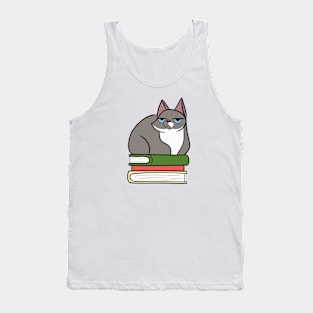 Grumpy Book Cat Tank Top